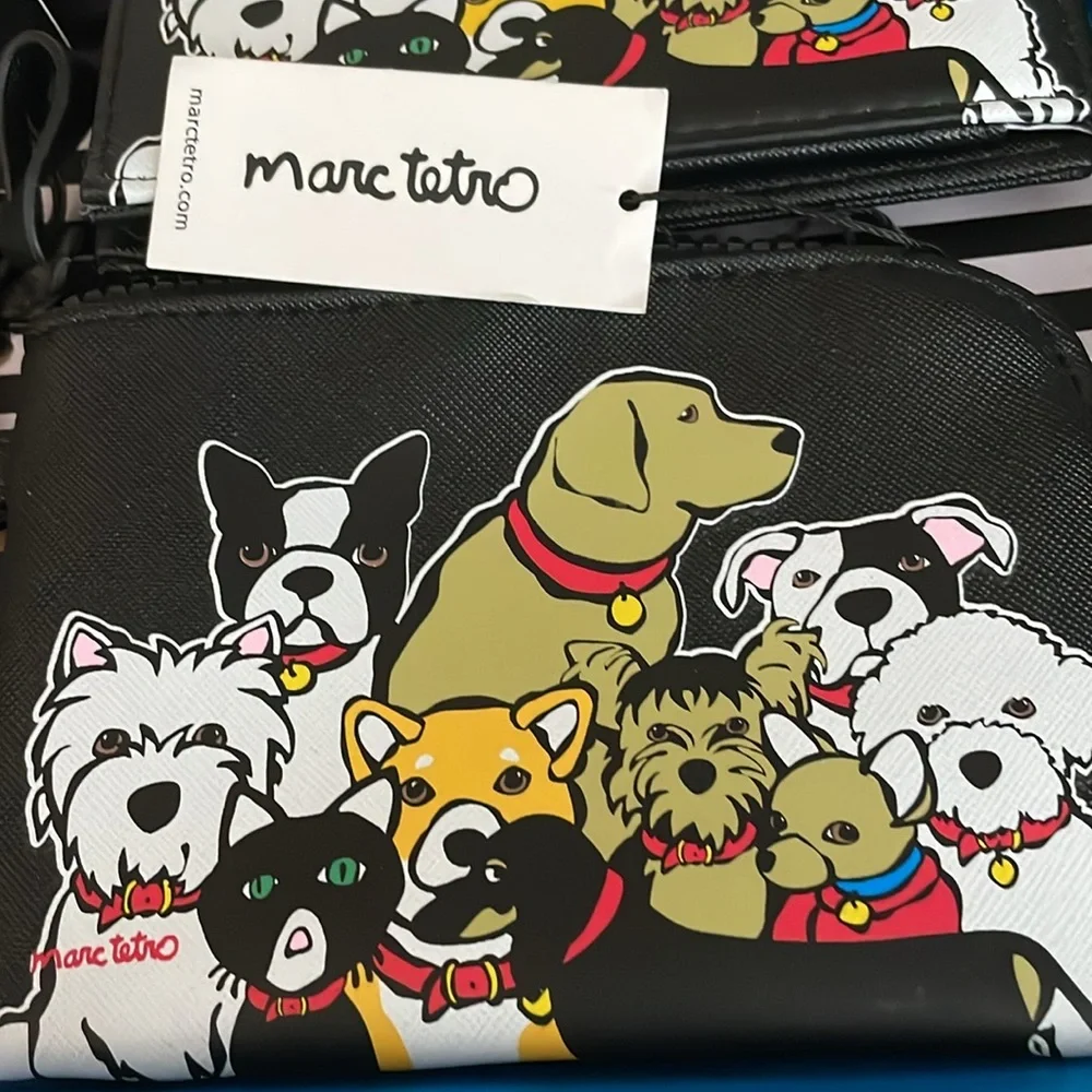 Marc Tetro Dogs Travel Set Coin Purse Passport Case Luggage Tag Cardholder set - Picture 3 of 7